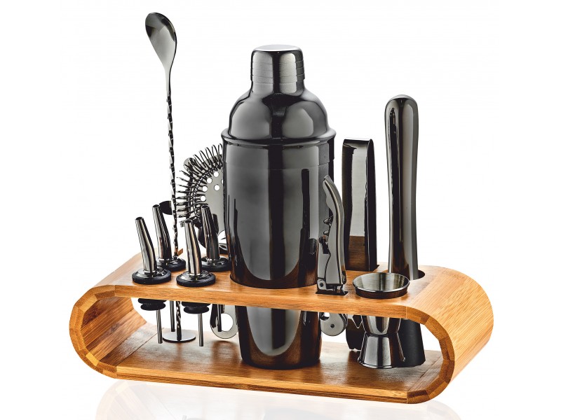 Gun Metal Bamboo Stand Cocktail Set True Legend